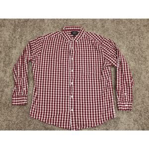 Nat Nast Button Up Shirt Mens XL Red White Check Cotton Casual
